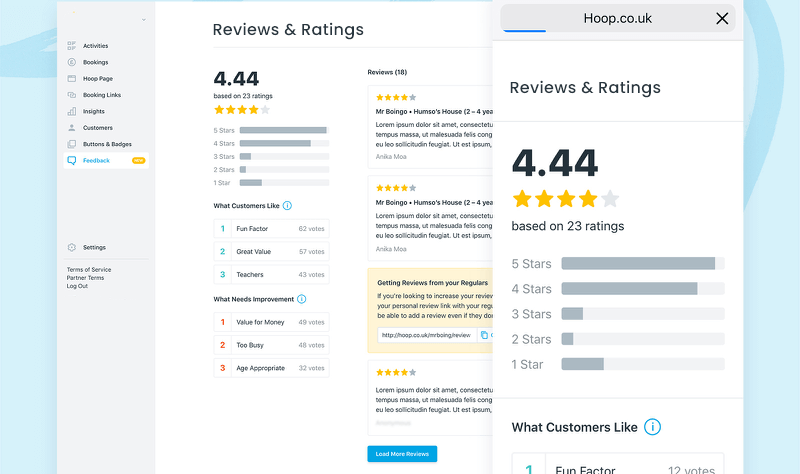 Reviews & Ratings Web app ideas