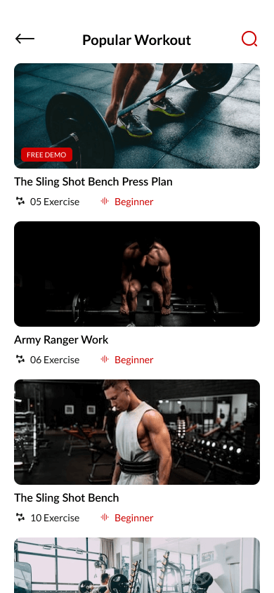 Fitness App Popular Workout