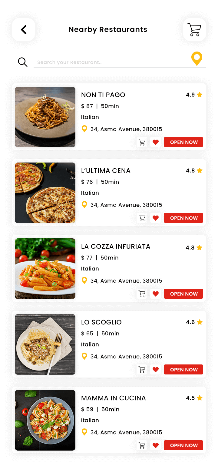 Food Delivery User App Nearby Restaurant List