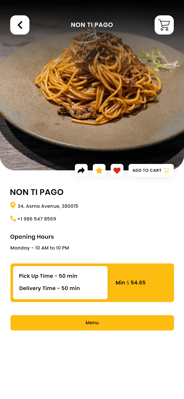 Food Delivery User App Restaurant Page