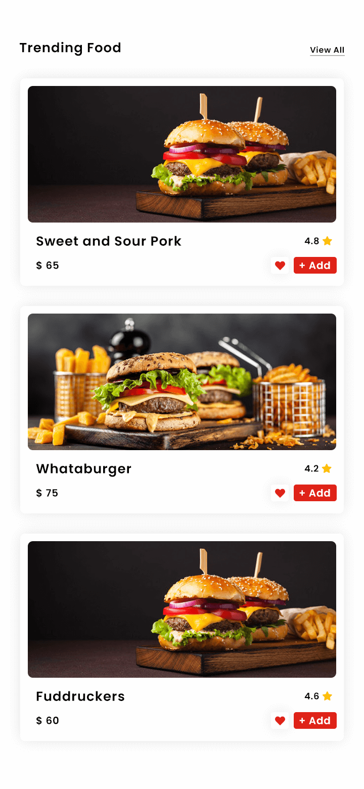 Food Delivery User App Trending Food