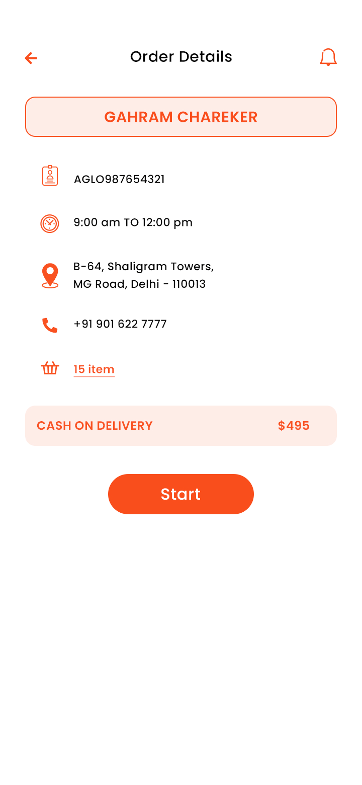 Grocery Delivery Boy App Order Details