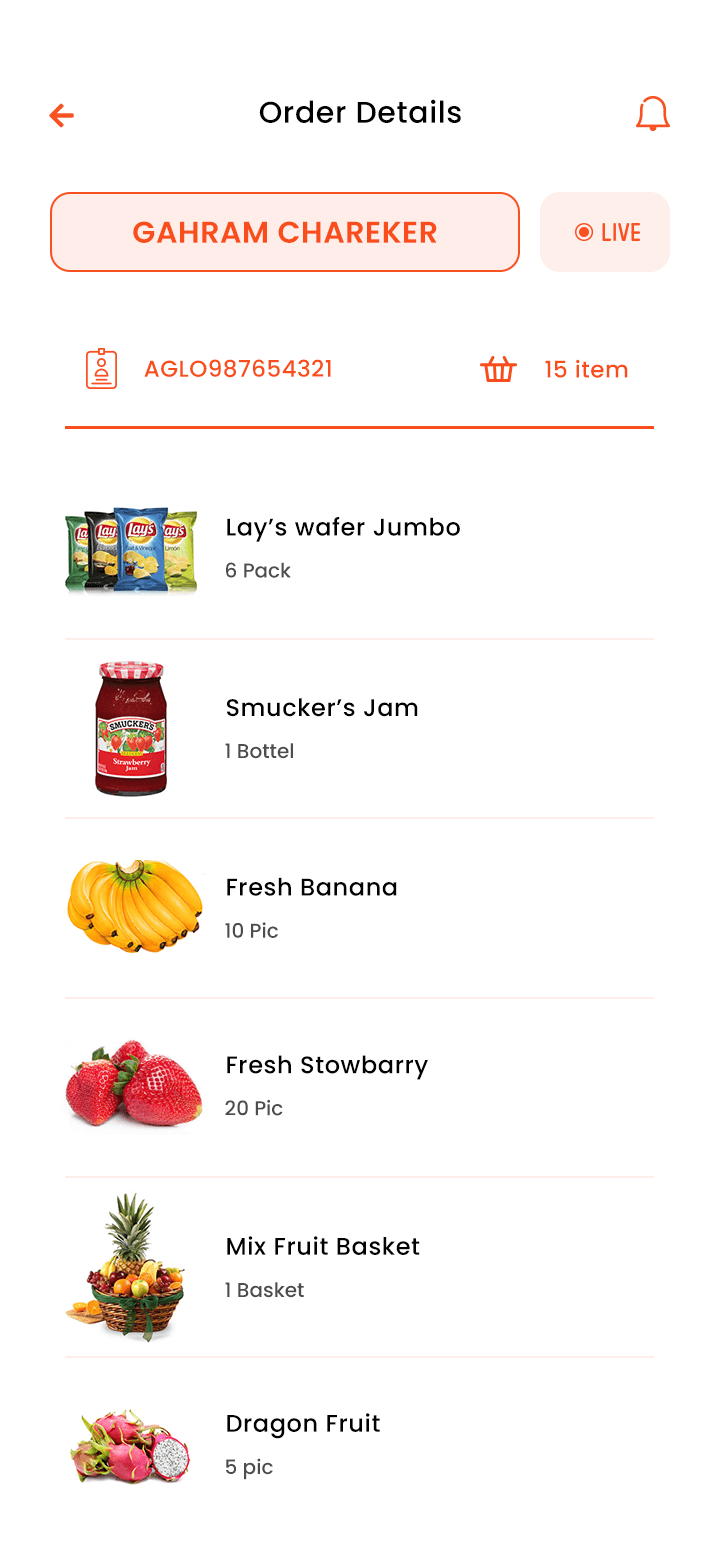 Grocery Delivery Boy App single order