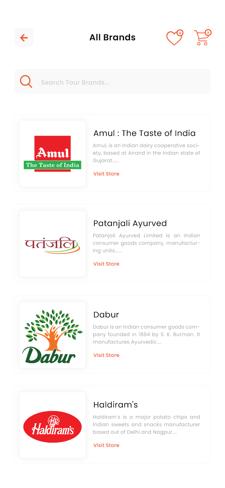 Grocery User App Brand Screen