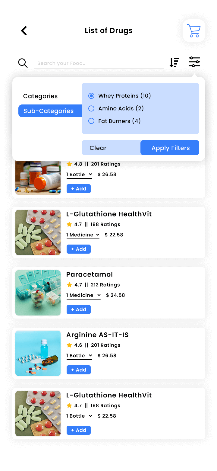 Medicine Delivery App Filters