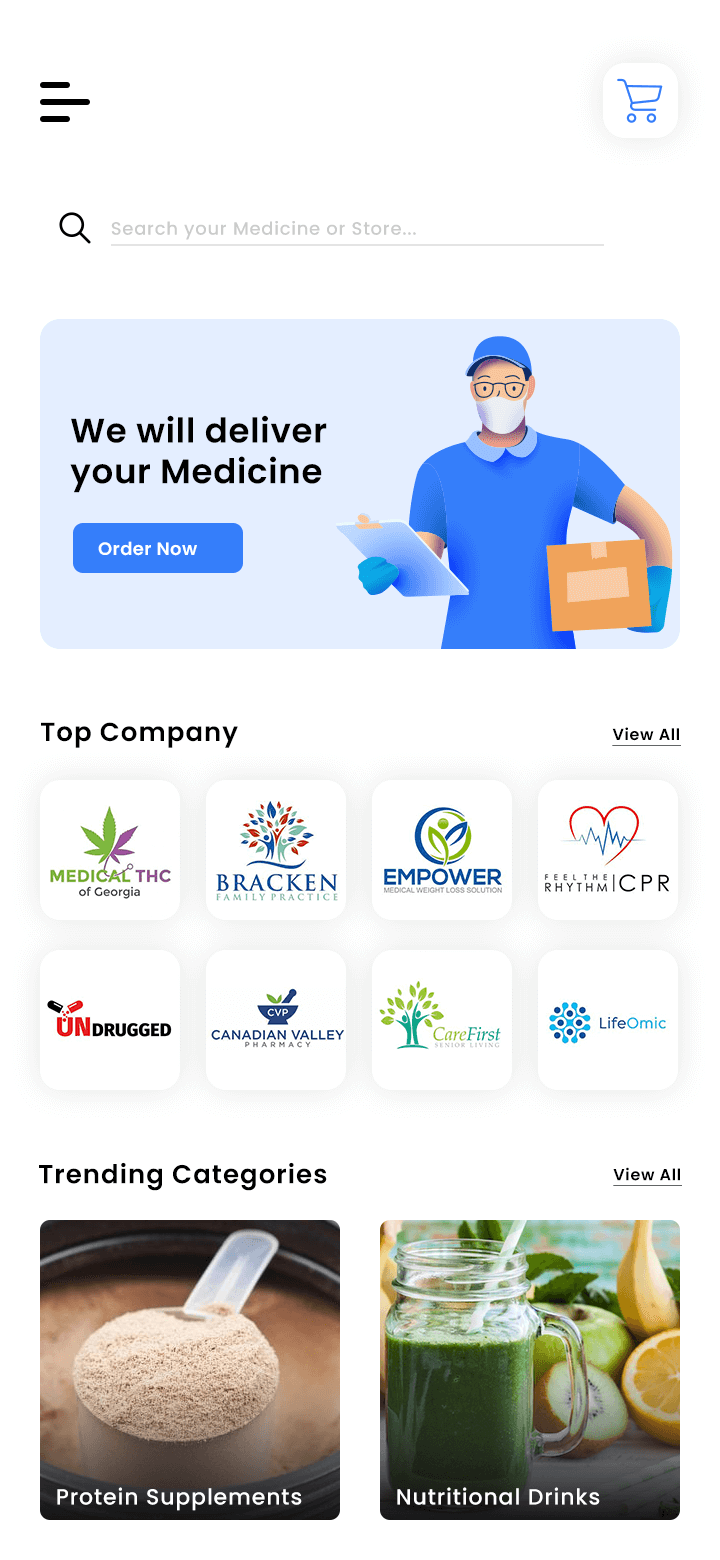 Medicine Delivery App Home