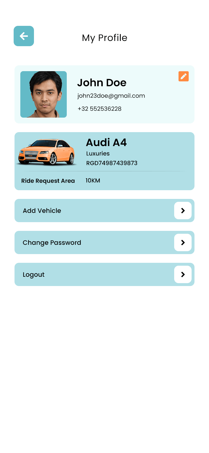 Taxi Driver App Profile