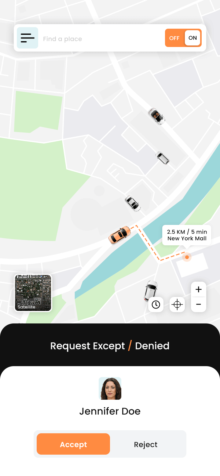 Taxi Driver App Request Accept or Denied