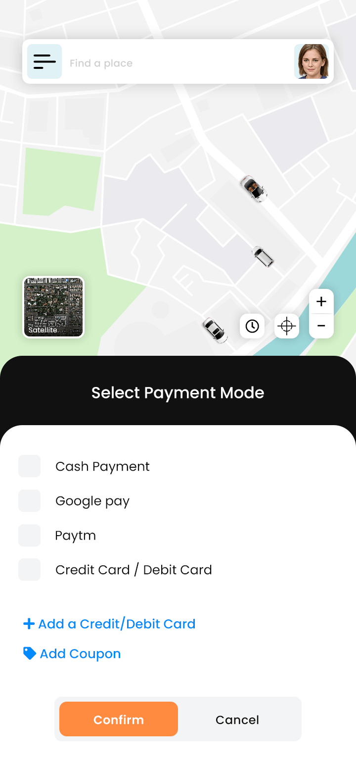 Taxi User App Payment Mode