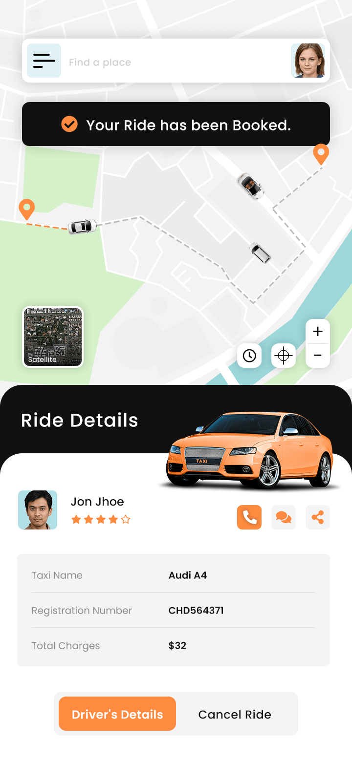 Taxi User App Ride Booked