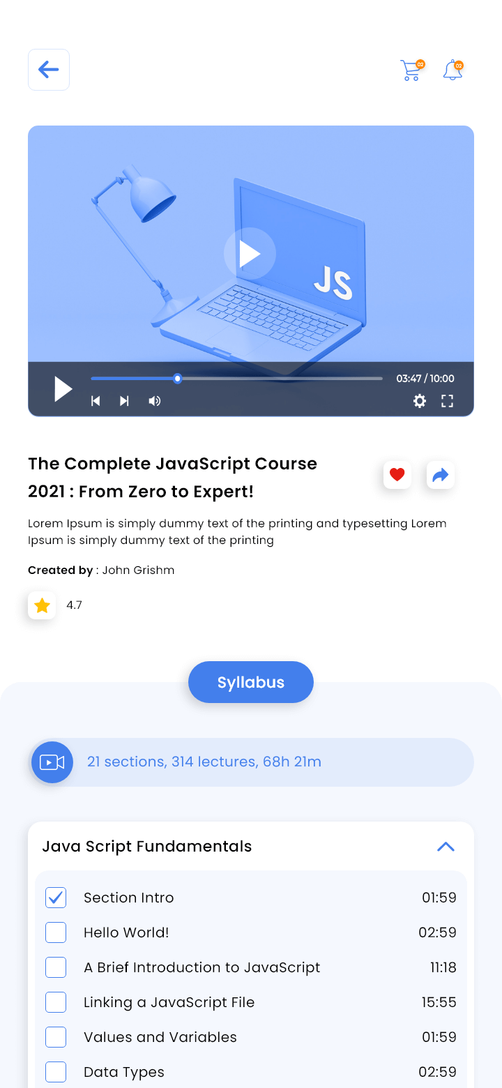 eLearning App Courses Video and Details